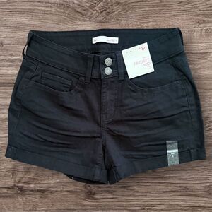 So Favorite Low Rise Midi Shorts Juniors Size 5 Black Stretch Twill